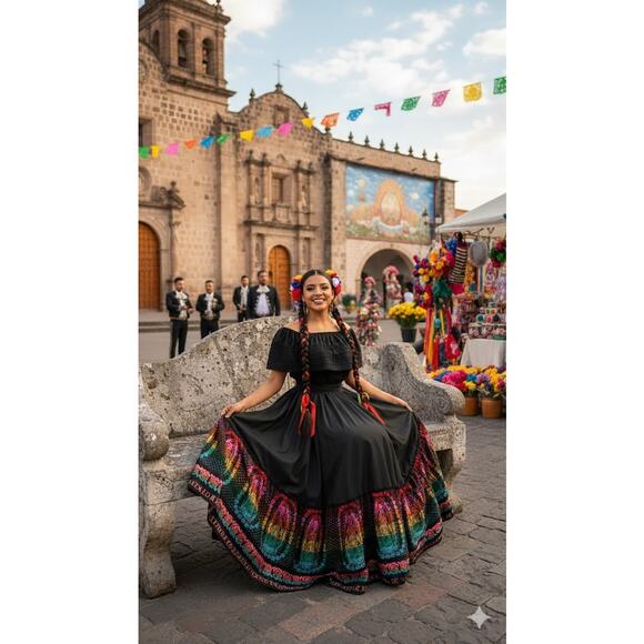 Day of the dead VIRGEN single jalisco skirt only unique - Picture 4 of 4